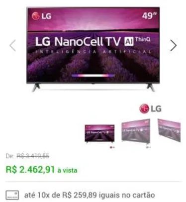 Smart TV 4K LG LED 49” com NanoCell AI, 4K HDR, Dolby Atmos®, WebOS 4.5 e Wi-Fi - 49SM8000PSA - R$2463