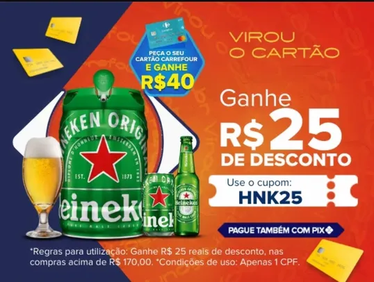 Cupom R$25 OFF ACIMA DE R$170 no Carrefour