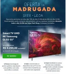 Smart TV UHD 4K Samsung QLED 55” com Tela com Pontos Quânticos, HDR1000 QSMART e Wi-Fi - QN55Q6FAMGXZD - SGQN55Q6FAMPTA_PRD - R$4299