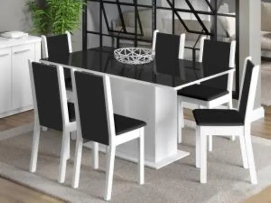 Conjunto de Mesa com 6 Cadeiras Estofadas Madesa - Moscou Plus R$ 475