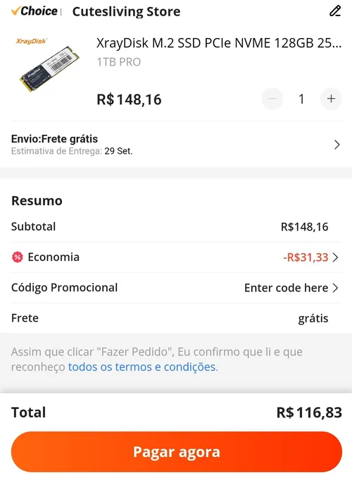 Imagem na descrição da promoção