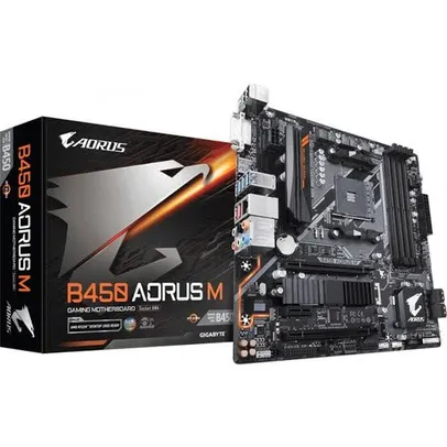 Placa Mãe Gigabyte B450 AORUS M, Chipset B450, AMD AM4, mATX, DDR4 | R$ 519