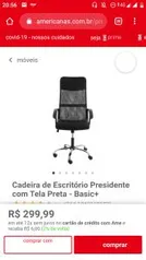 Cadeira de Escritório Presidente com Tela Preta - Basic+ | R$300