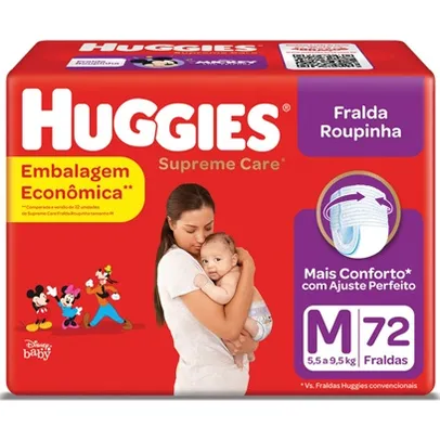 Fralda descartável Huggies Roupinha Supreme Care M com 72 Unidades