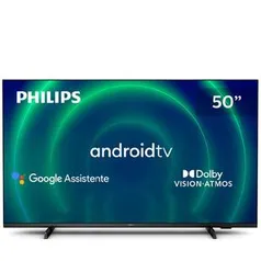 Smart TV Philips Android 50 4k 50pug7406/78 Google Assistant Comando de Voz Dolby Vision