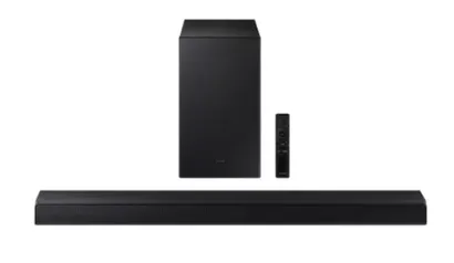 Soundbar Samsung HW-A555, potência de 410W RMS, Bluetooth e Subwoofer sem fio Preto