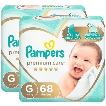 Fralda Pampers Premium Care Jumbo G - 136 Unidades