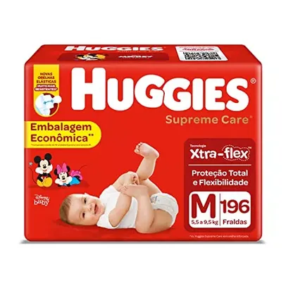 (Rec)HUGGIES Fralda Supreme Care M - 196 fraldas, Cor: Vermelho