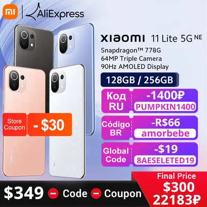 Smartphone Xiaomi 11 Lite 5G NE 128/256GB ROM Snapdragon 778G 