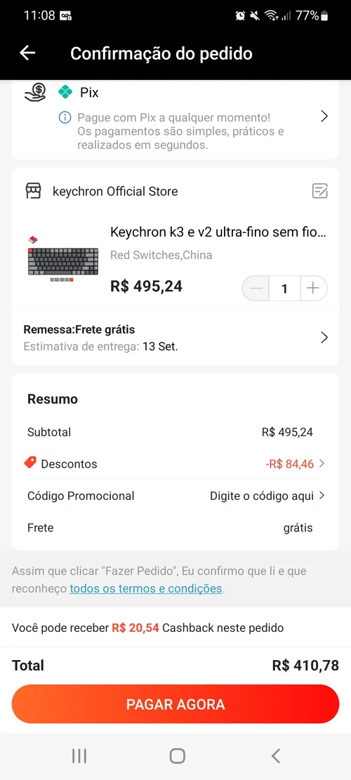 Imagem na descrição da promoção