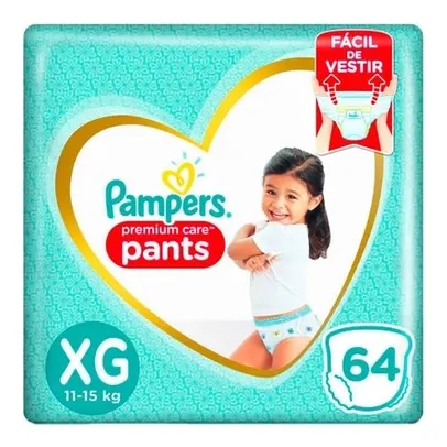 Fralda Pampers Pants Premium Care XG - 2 pacotes (128 unidades) | R$128