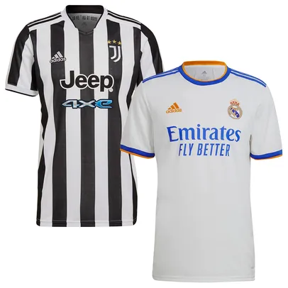 Kit Camisa Juventus Home 21/22 + Camisa Real Home 21/22 Torcedor Adidas Masculina