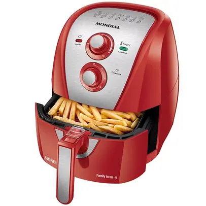 Fritadeira Elétrica Sem Óleo Air Fryer Mondial AFN40RI Family Inox 4L - Vermelha