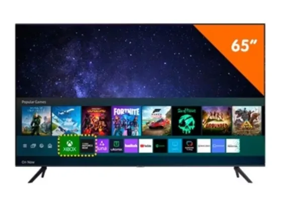 Smart TV Samsung 65" 4K Crystal UHD, UN65AU7700, com Game Streaming