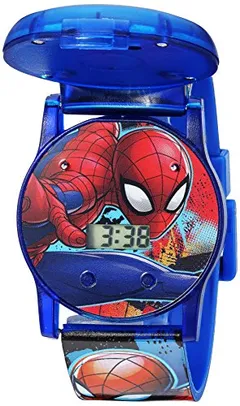 [PRIME]Marvel Relógio de quartzo para meninos com pulseira de plástico, azul, 24 (modelo: SPD4493)