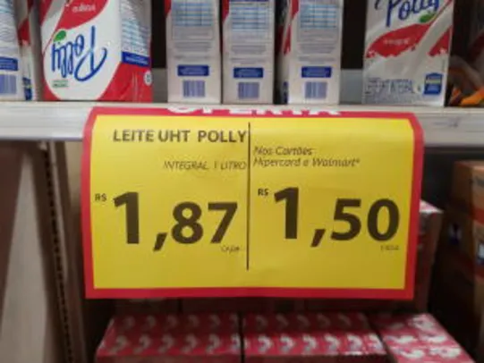 [Loja Física - Cartão Hipercard] Leite longa vida Integral Polly R$ 1,50 - Walmart