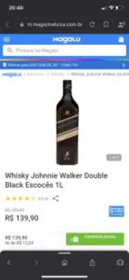 [APP + Cashback R$119] Whisky Johnnie Walker Double Black Escocês 1L - R$139