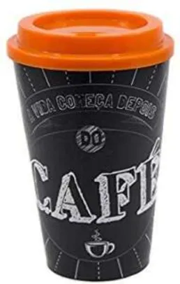 [Prime] Copo com Tampa Café Soft Gift Preto 650ml | R$4,13