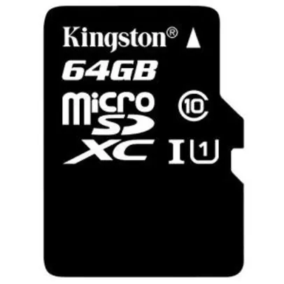Cartão microSDHC 64GB Kingston SDC10G2/64GB R$44