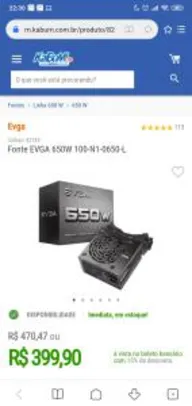 Fonte EVGA 650W | R$400