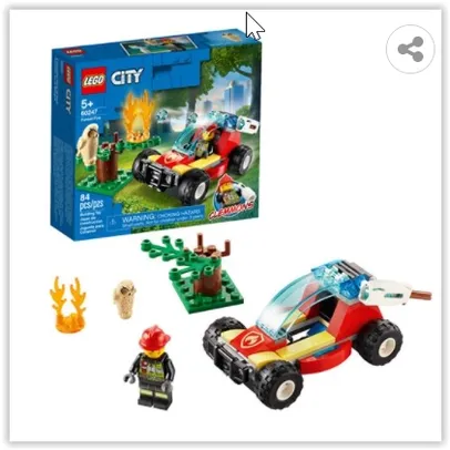 LEGO City - Floresta em Chamas 60247 - 84 Peças | R$ 50