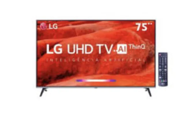 Smart TV LED 75" UHD 4K LG 75UM7510PSB com ThinQ AI Inteligência Artificial, IPS, Quad Core
