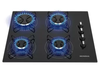 Cooktop 4 Bocas Mondial a Gás GLP Preto