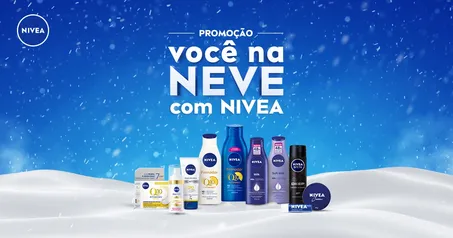 Promoção Você na Neve com NIVEA - Compre R$40 em produtos Nívea e cadastre a nota no site e concorra a R$500 na hora