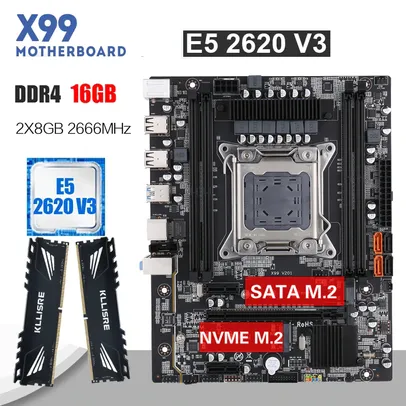 Conjunto de placa-mãe kllisre x99 com xeon e5 2620 v3 | R$893