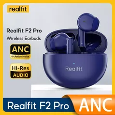 (Taxa Inclusa/Moedas/G Pay R$ 27,93) Fone Bluetooth Realfit-F2 Pro ANC com Cancelamento de Ruído Ativo