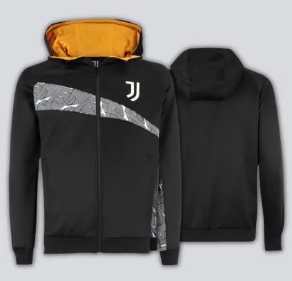 Jaqueta Juventus com Capuz Masculina Contraste