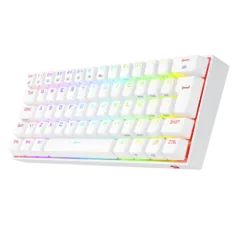 Teclado Mecânico Gamer Redragon Draconic Lunar, RGB, 60%, Switch Brown. ABNT, Bluetooth, White