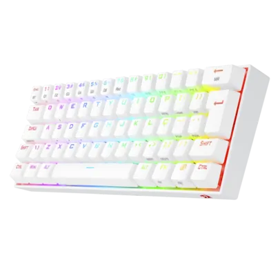 Teclado Mecânico Gamer Redragon Draconic Lunar, RGB, 60%, Switch Brown. ABNT, Bluetooth, White