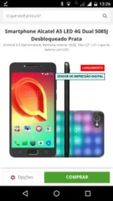 Smartphone Alcatel A5 LED 4G Dual 5085J Desbloqueado Prata

R$ 474,90