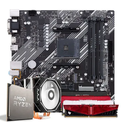 PICHAU KIT UPGRADE, AMD RYZEN 5 5600X, ASUS PRIME A520M-K, 8GB DDR4 3000MHZ, COOLER CORAX | R$ 2.199