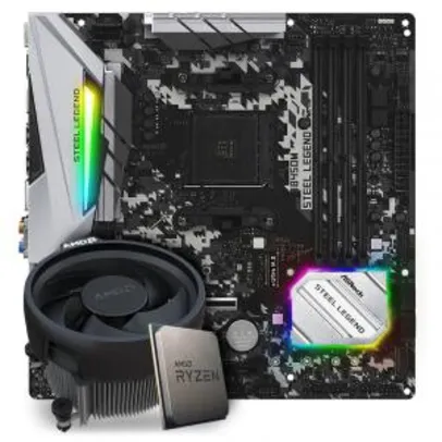Kit Upgrade Placa Mãe ASRock B450M Steel Legend mATX AMD AM4 + Processador AMD Ryzen 5 3600 3.6GHz