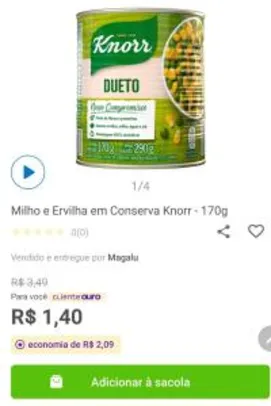 APP + Cliente Ouro | Milho e Ervilha em Conserva Knorr - 170g | R$1,40