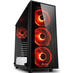 Gabinete Gamer Sharkoon TG4 Red, Mid Tower, USB 3.0, 4 Fans,Lateral em Vidro