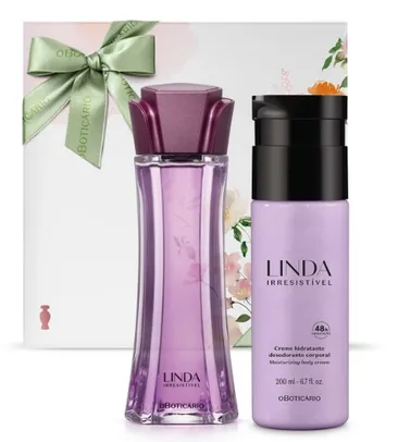 Conjunto Linda Irresistível o Boticário Feminino - Desodorante Colônia 100ml + Hidratante Desodorante  200ml + Caixa de Presente