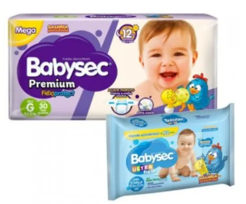 Kit 30 Fraldas Babysec Premium G E 92 Lenços Umedecidos