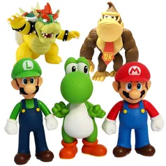 Figura de ação Super Mario Bros, personagens de 10 a 14cm - Mario, Luigi, Yoshi, Donkey Kong, Bronsey, Bowser