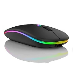 Mouse Bluetooth Sem Fio Recarregável LED RGB Wireless Ergonômico Silencioso