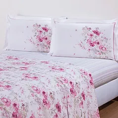 Jogo de Cama Casal Ana Rosa 4 Peças Percal 180 Fios - Casa & Conforto