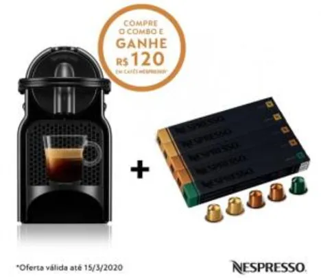 [APP] [CLUBE DA LU] Cafeteira Nespresso Inissia Preta 110V e Nespresso 50 cápsulas de café Equilibrados