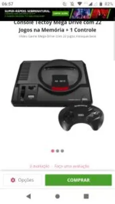 Console Tectoy Mega Drive com 22 Jogos na Memória + 1 Controle - R$249