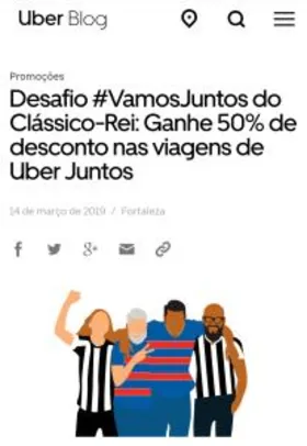 [UBER FORTALEZA] 50% OFF no Uber Juntos