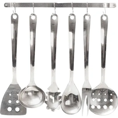 [R$8,09 AME SC] Conjunto de Utensílios com 1 Suporte 6 Peças - La Cuisine