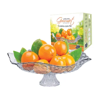 Fruteira e Saladeira de Vidro com Pé Ruvolo Gourmet Modena Redonda 32cm