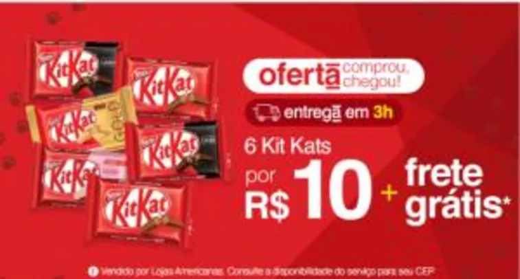 (AME+chococash) Chocolate Kit Kat ao Leite Nestlé 41,5g | R$0,76 cada