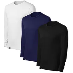 Kit com 3 Camisetas Proteção Solar Uv 50 Ice Tecido Gelado – Slim Fitness - Branco - Marinho - Preto